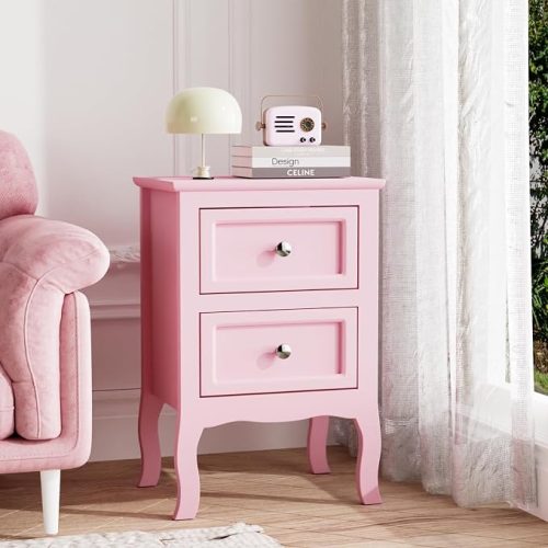 Nightstand With Two Drawers For Small Space Bedroom