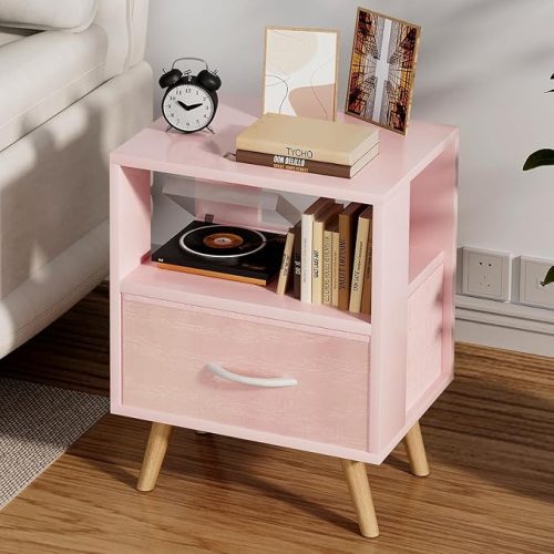 Kids Nightstand With Drawer Open Storage Modern Table
