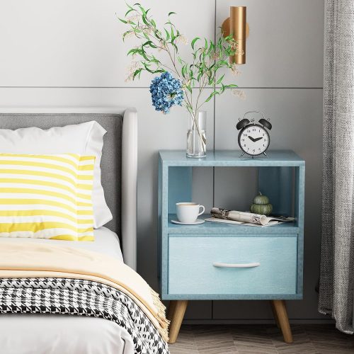 Kids Nightstand With Drawer Open Storage Modern Table